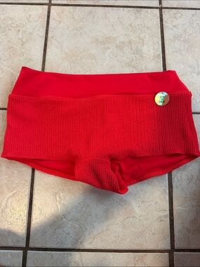 PINK Victoria's Secret Red Textured Swim Boyshorts